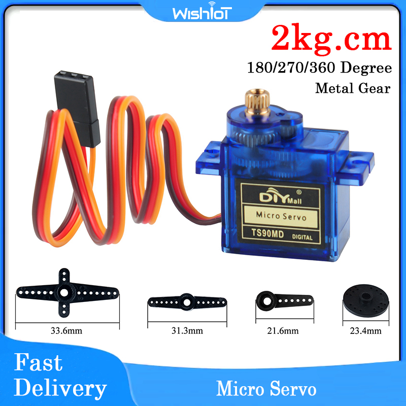 Rc Plane Servo 9G Metal Gear Micro - 9g Mikro-Servomotor-Set mit Metallgetriebe, 90, 180,